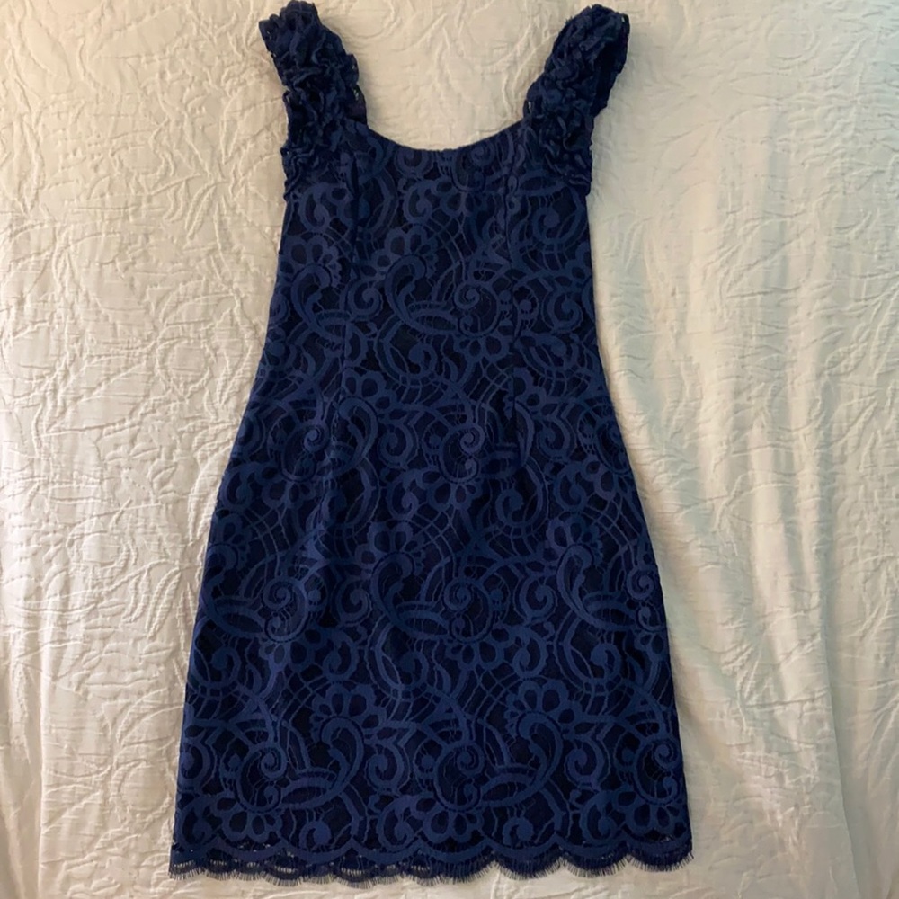 Lilly Pulitzer Navy Blue Lace Dress Size 4 EUC